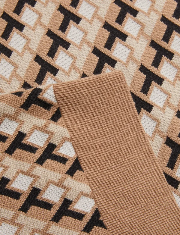 Seferry Interlocking T Jacquard Knitted Polo Shirt