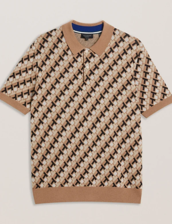 Seferry Interlocking T Jacquard Knitted Polo Shirt