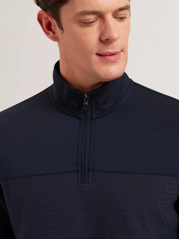 Simonea Textured Panel Half-Zip Modal Sweatshirt