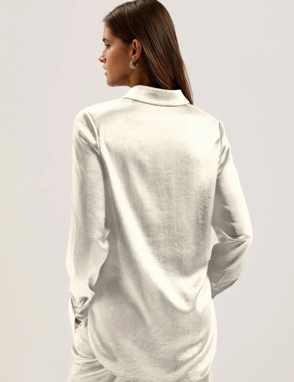 Sonora Satin Longline Covered Placket Blouse