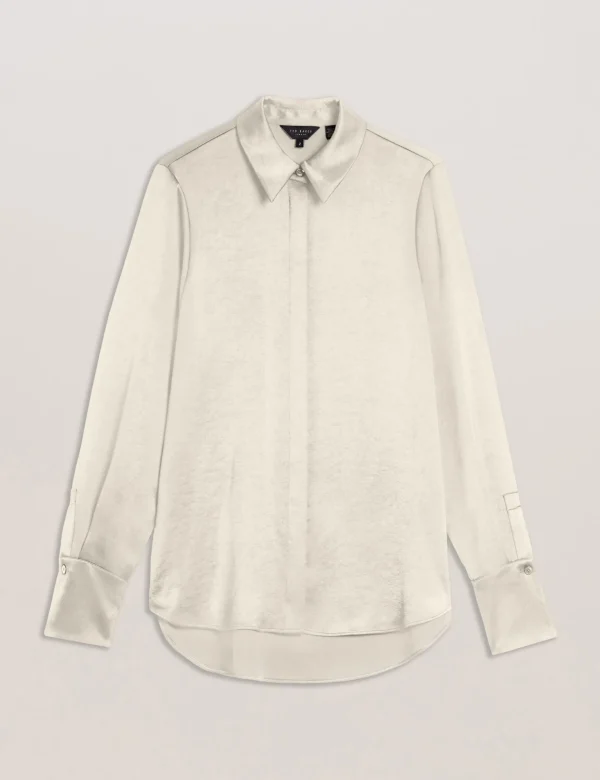 Sonora Satin Longline Covered Placket Blouse