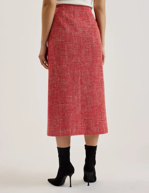 Sumis Tailored Boucle Midi Skirt With Front Slit