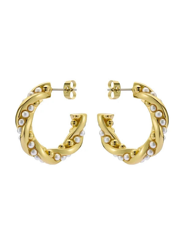 Tiyaa Twisted Pearl Hoop Earrings