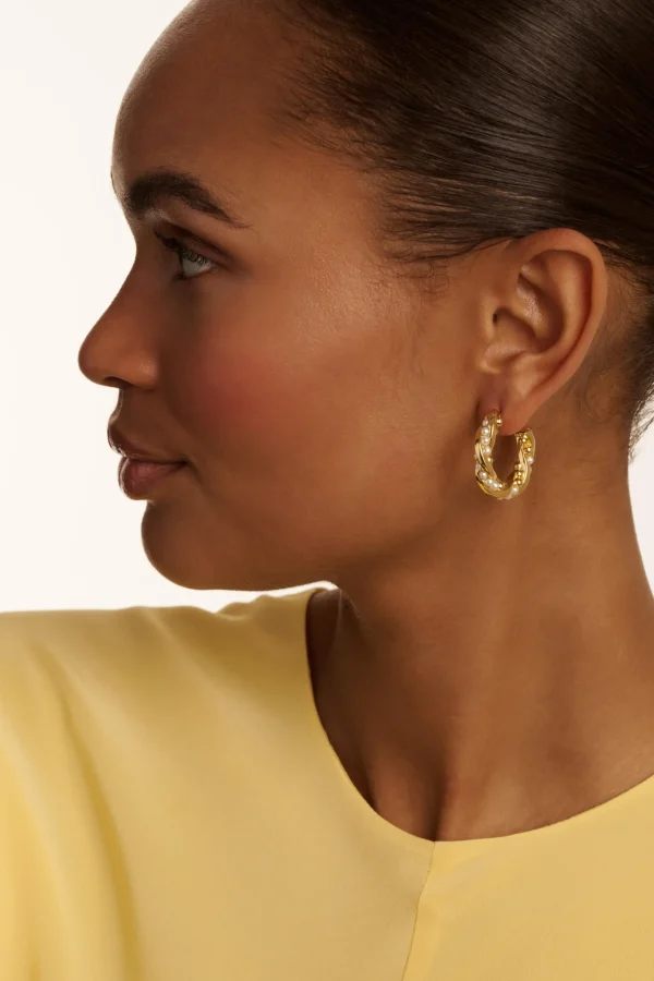 Tiyaa Twisted Pearl Hoop Earrings