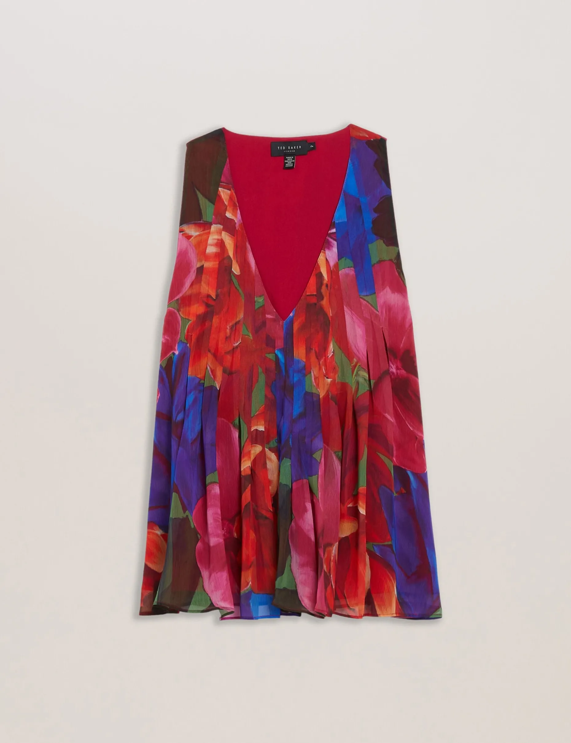 vernoge_organza_tropical__6.webp Vernoge Organza Tropical Bloom V-neck Pleated Top