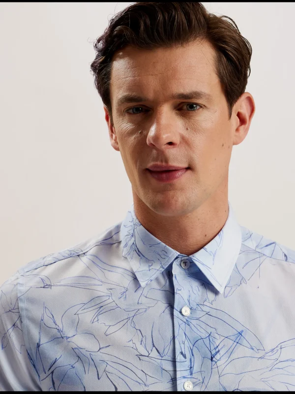 Walesby Sketched Floral Print Cotton Shirt