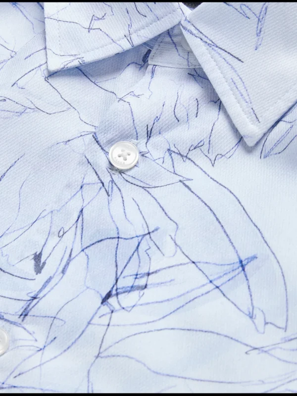 Walesby Sketched Floral Print Cotton Shirt