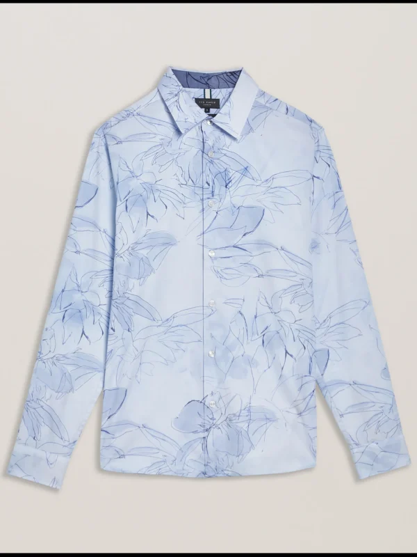 Walesby Sketched Floral Print Cotton Shirt